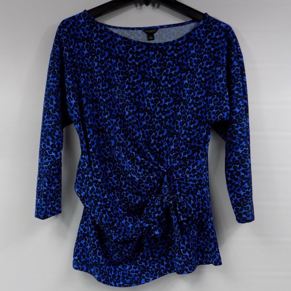 Ann Taylor Tops - Ann Taylor Blue Leopard Print 3/4 Sleeve Blouse Size Small